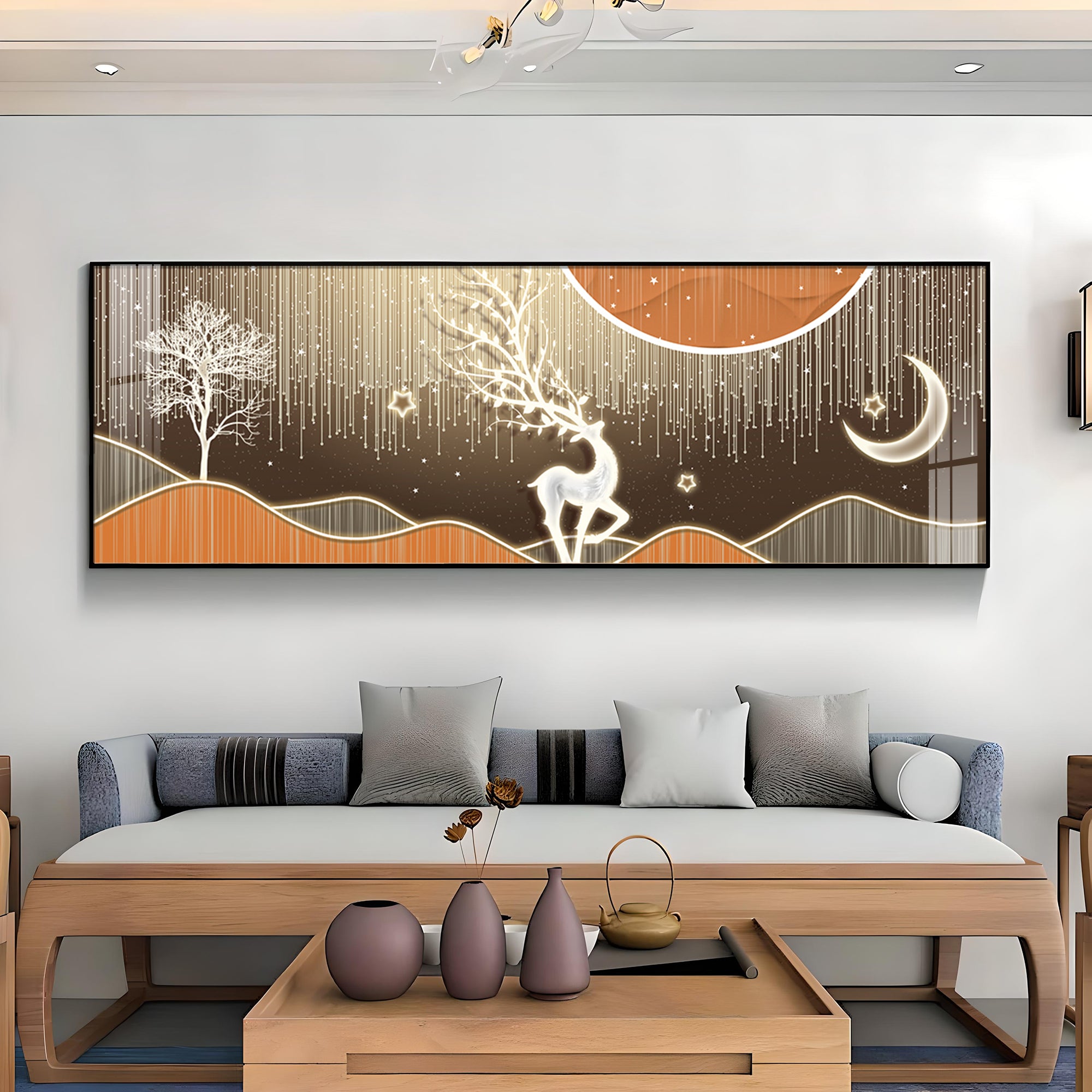 Deer In Serene Snowy Sentinel Premium Acrylic Horizontal Wall Art