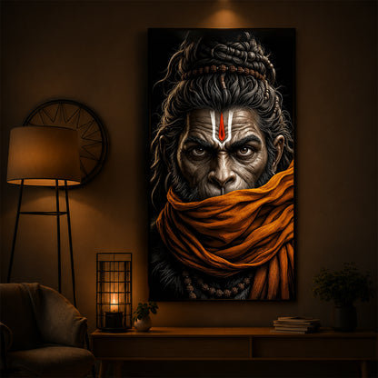 Ram Bhakt Hanuman Modern Luxury Backlight Vertical Wall Art