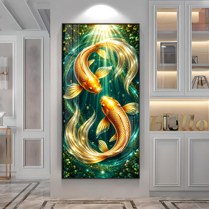 Beautiful Pair Of Koi Fish Premium Acrylic Vertical Wall Art