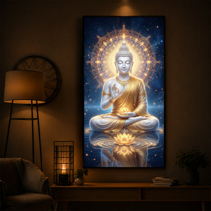 Blessings Of Buddha Modern Luxury Backlight Vertical Wall Art