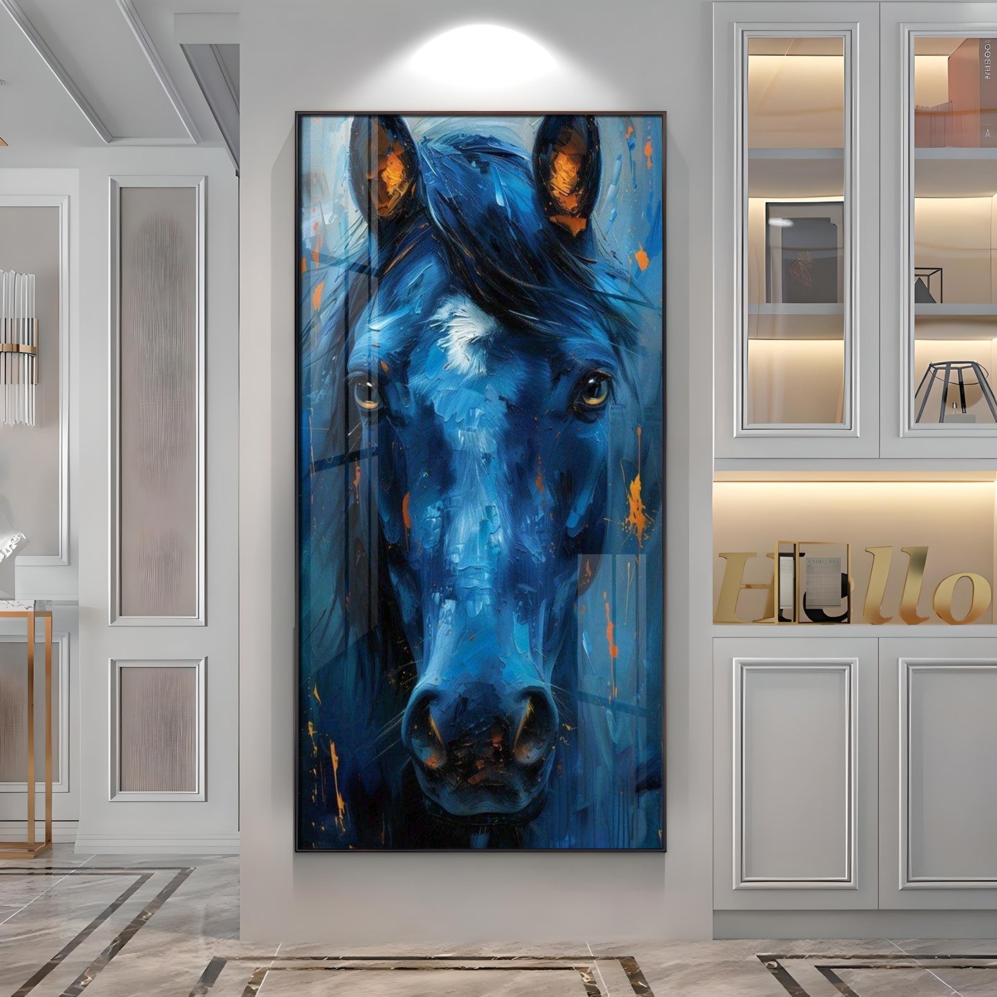 Blue Horse Premium Acrylic Vertical Wall Art