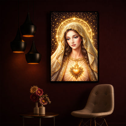 Virgin Mary Modern Luxury Backlight Vertical Wall Art