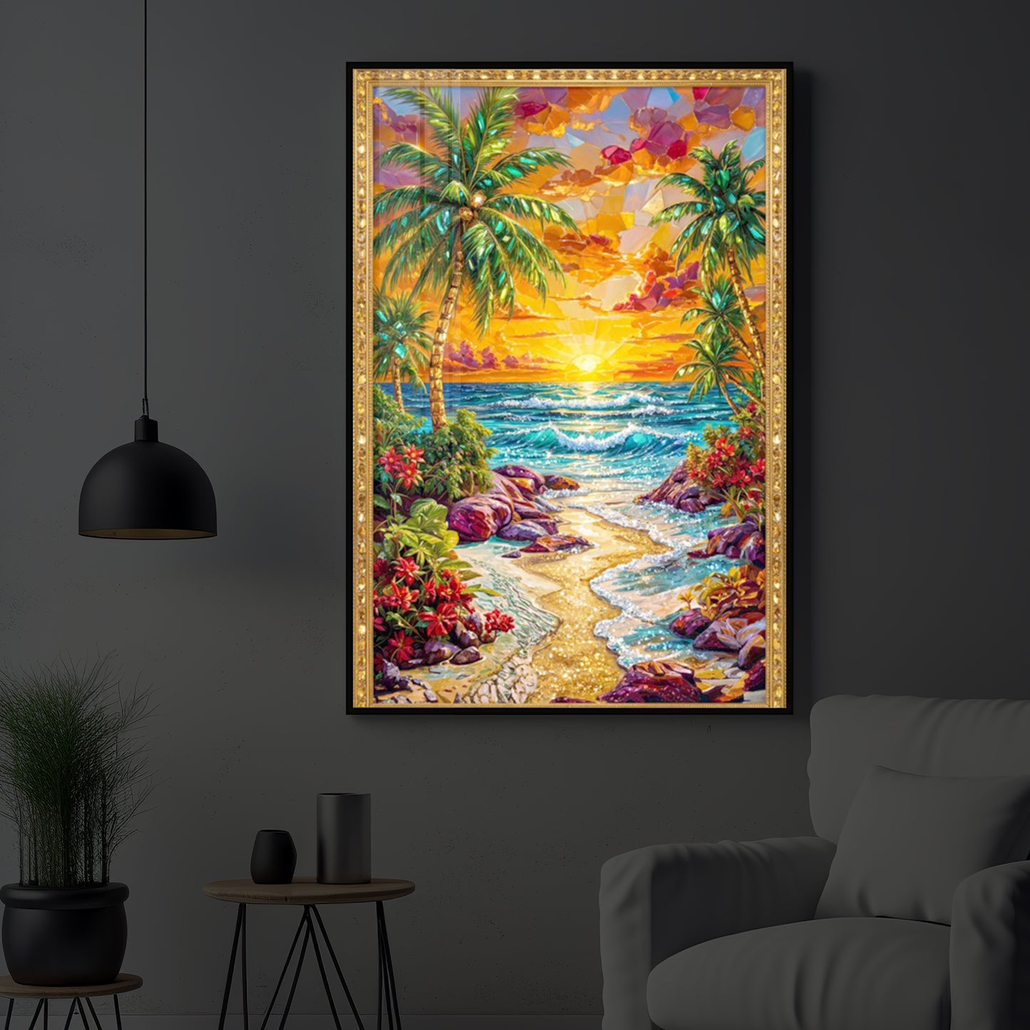 Coastal Bliss Modern Luxury Backlight Vertical Wall Art