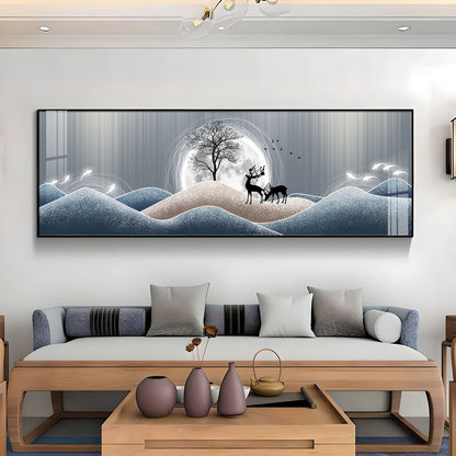 Black Deer In Night Premium Acrylic Horizontal Wall Art