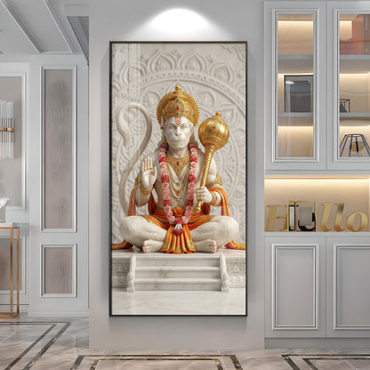 Divine Hanuman Ji Grace Premium Acrylic Vertical Wall Art