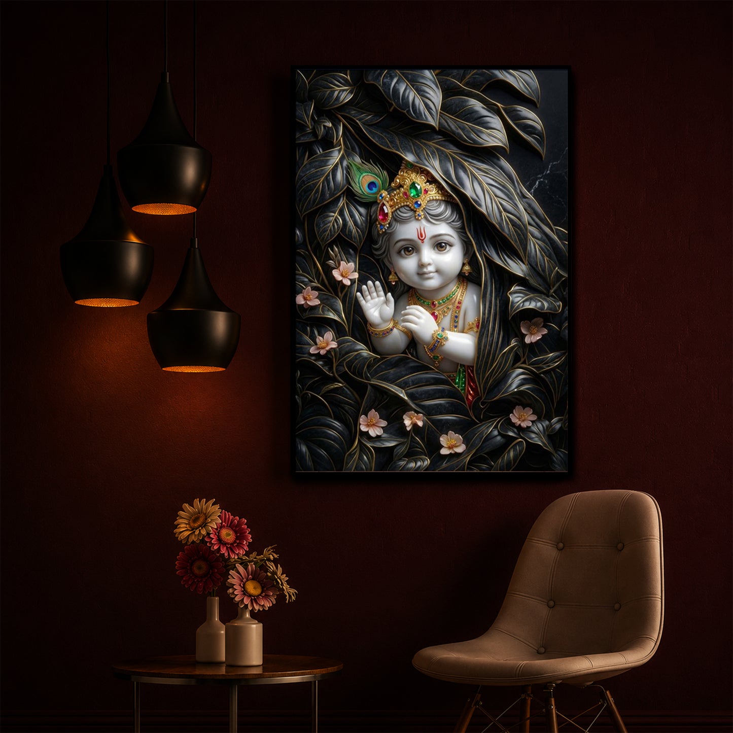 Baby Krishna Modern Luxury Backlight Vertical Wall Art
