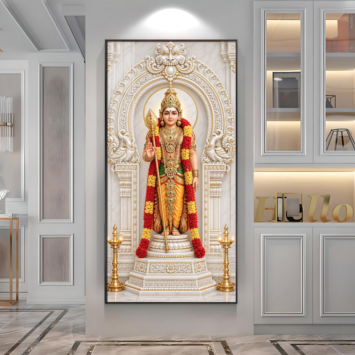 Divine Murugan With Vel Premium Acrylic Vertical Wall Art