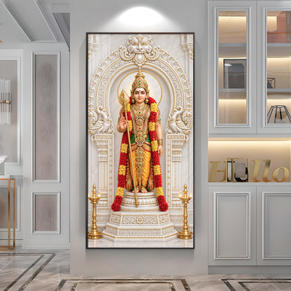 Divine Murugan With Vel Premium Acrylic Vertical Wall Art