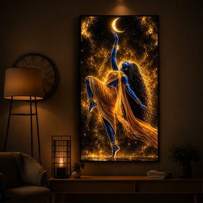 Divine Maa Kalaratri Modern Luxury Backlight Vertical Wall Art