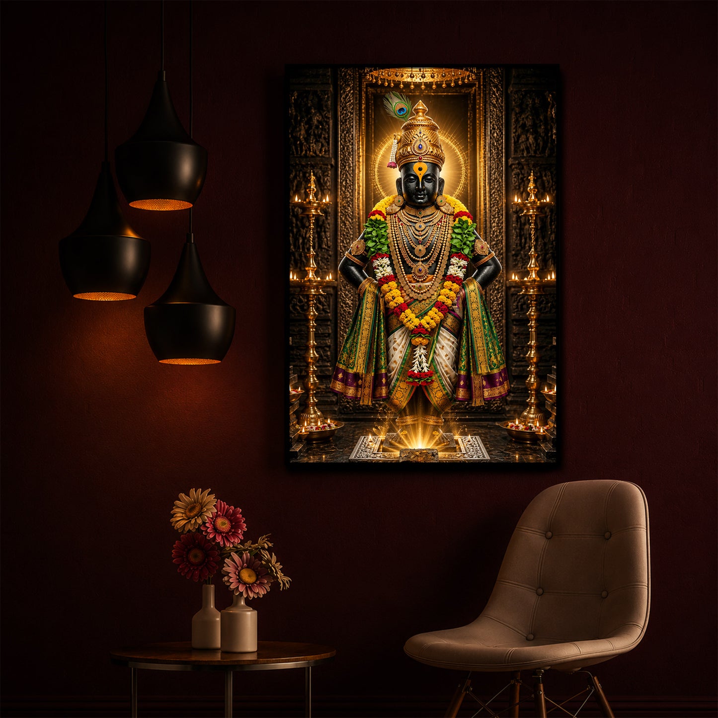 God Vitthal Modern Luxury Backlight Vertical Wall Art