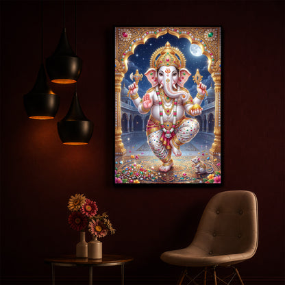 Hindu Shree Ganesh Modern Luxury Backlight Vertical Wall Art