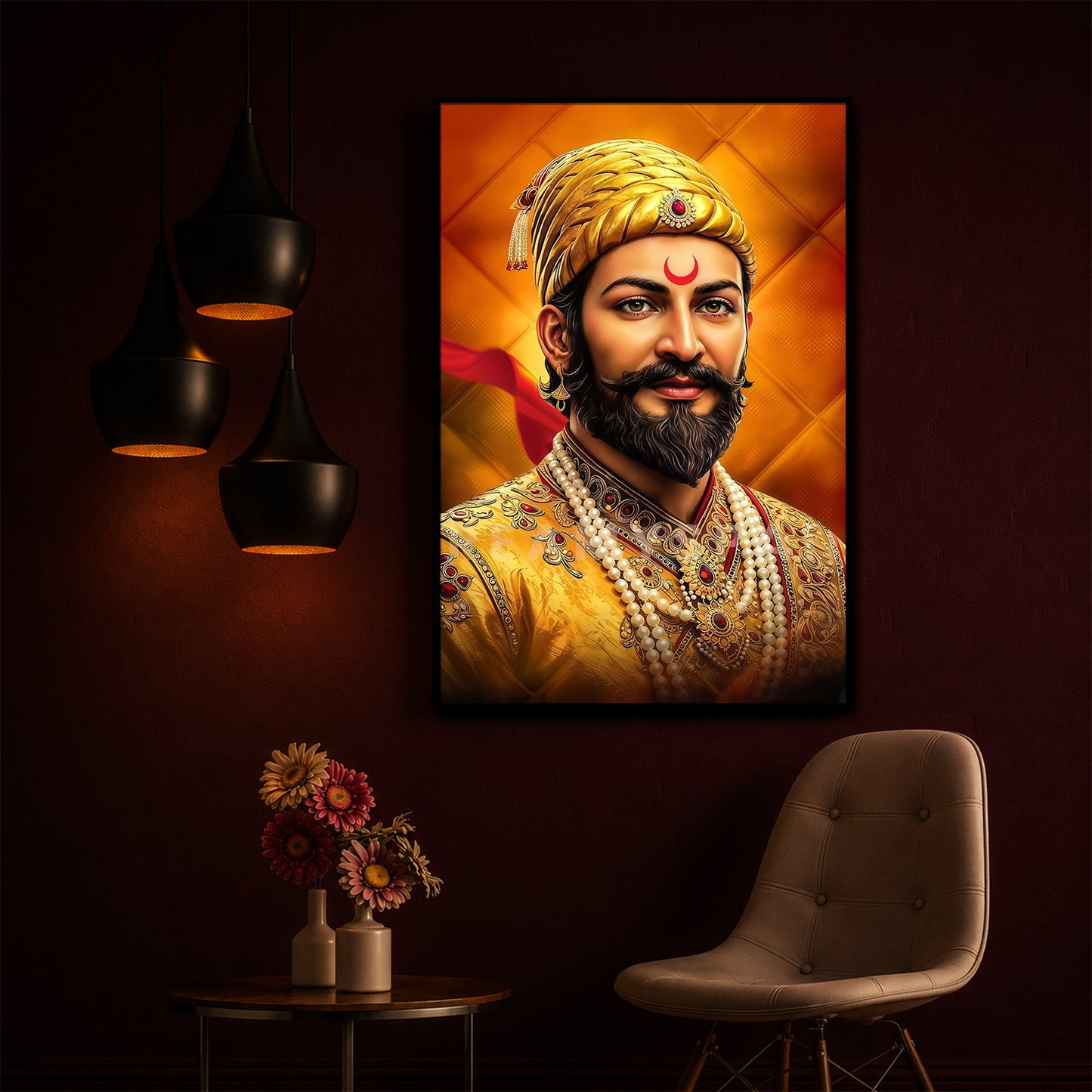 Chhatrapati Shivaji Modern Luxury Backlight Vertical Wall Art
