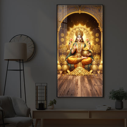 Goddess Lakshmi Maa Modern Luxury Backlight Vertical Wall Art