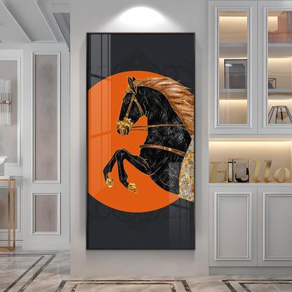 Black Horse Premium Acrylic Vertical Wall Art