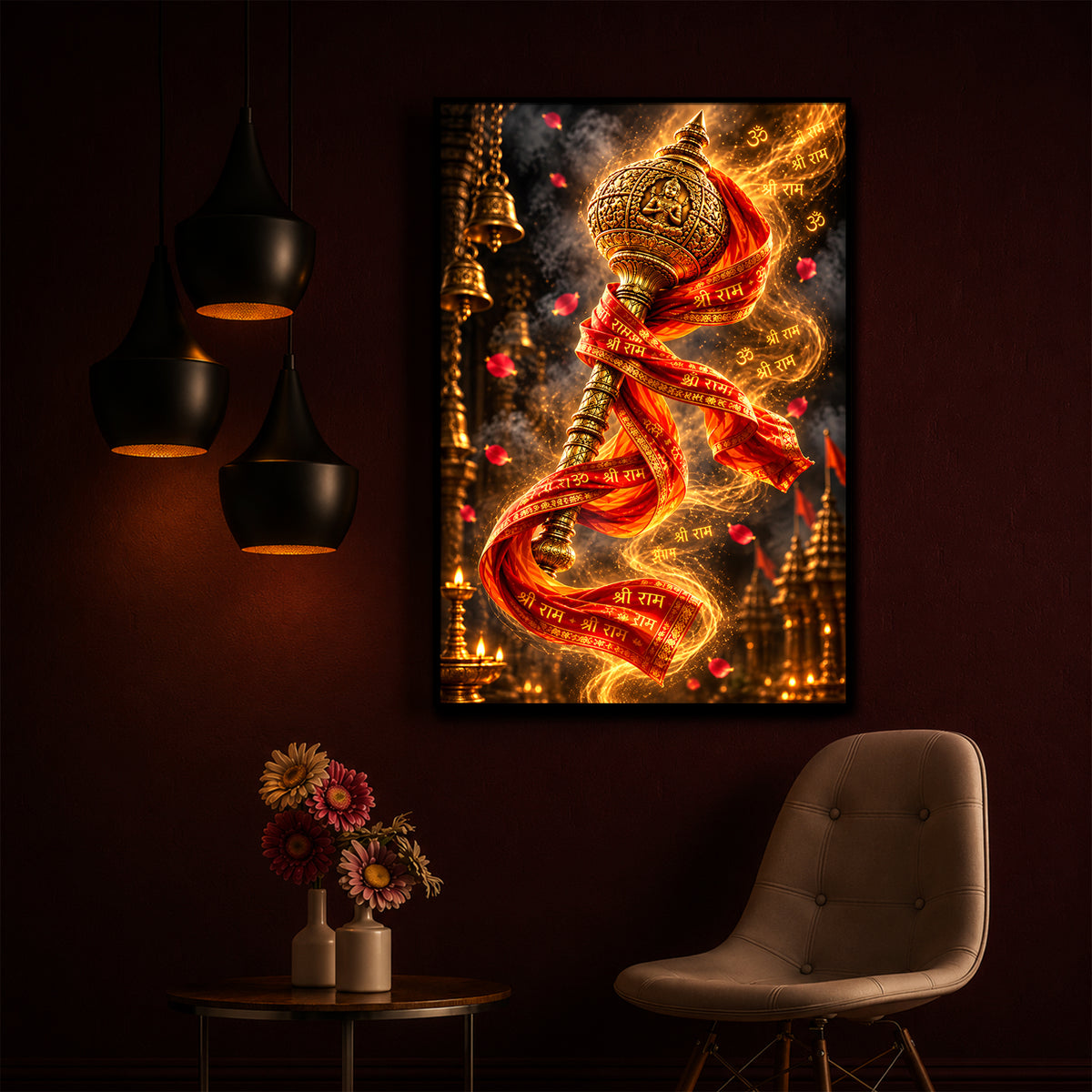 Golden Gada Modern Luxury Backlight Vertical Wall Art
