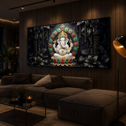 Depicts Lord Ganesha Modern Luxury Backlight Horizontal Wall Art