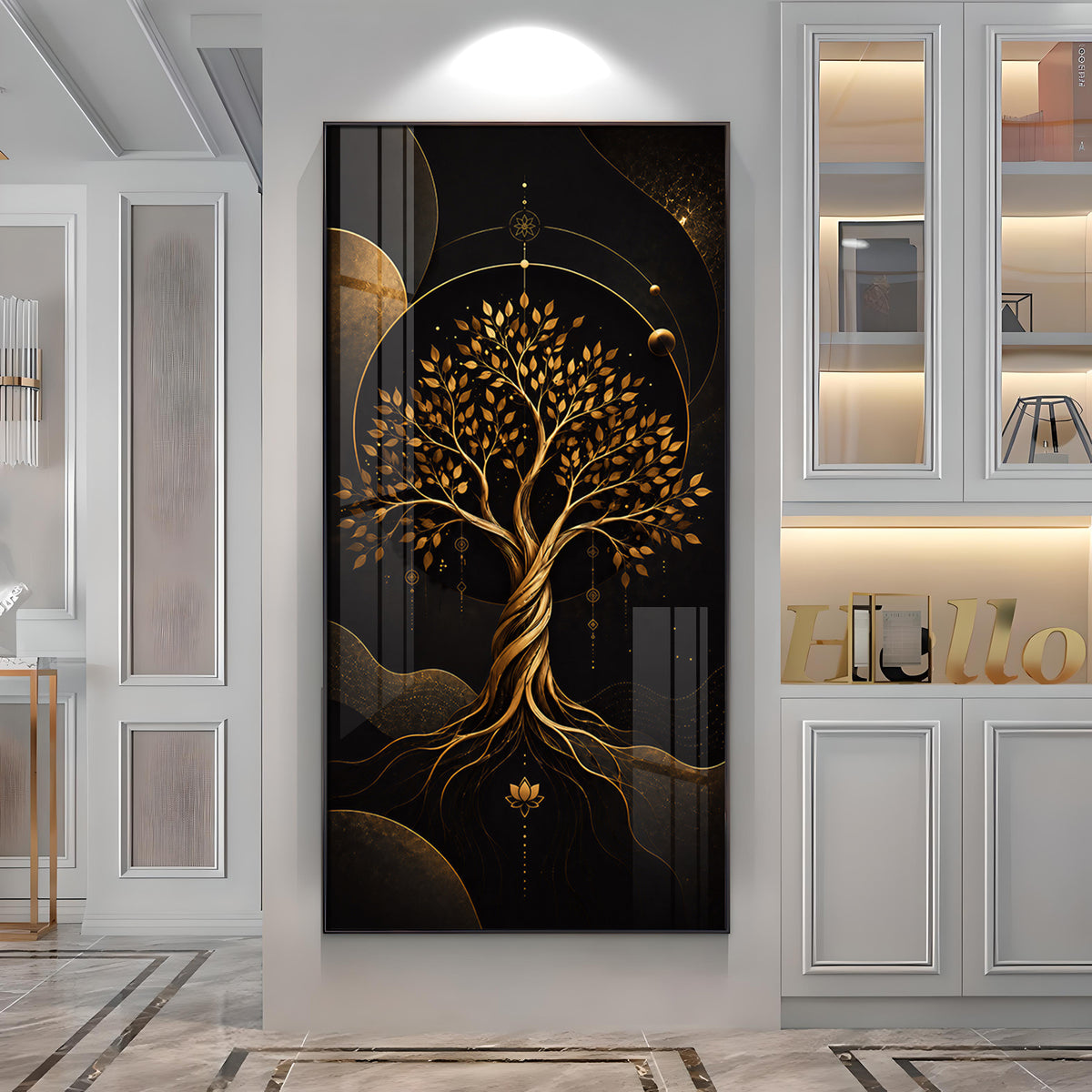 Modern Luxury Gold Tree Premium Acrylic Vertical Wall Art