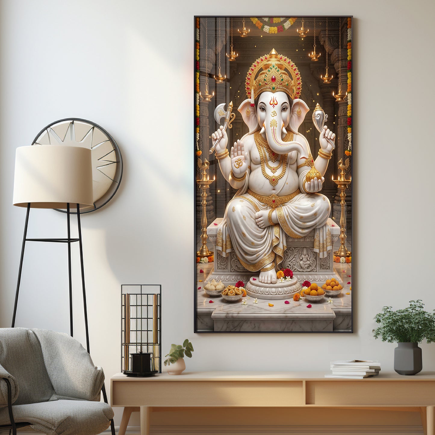 Divine Blessings Of Ganesh Ji Premium Acrylic Vertical Wall Art