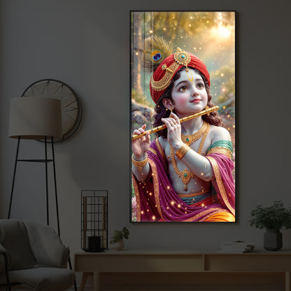 Divine Glow Krishna Modern Luxury Backlight Vertical Wall Art