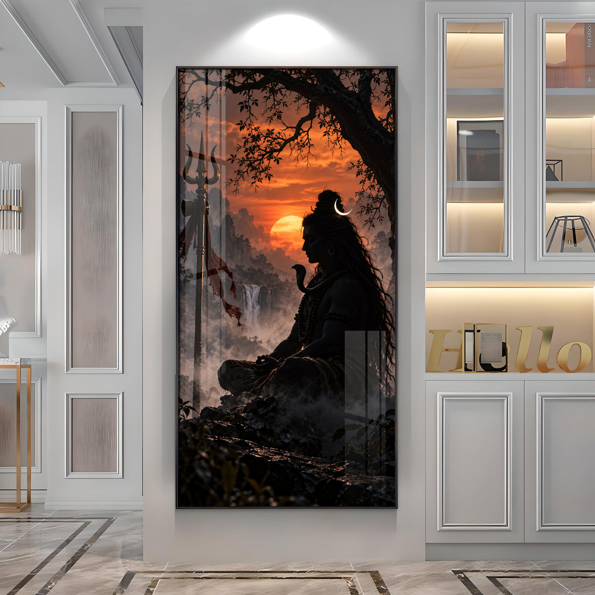 Divine Mahadev Peaceful Dhyan Pose Premium Acrylic Vertical Wall Art