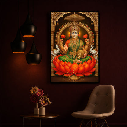 Mahalaxmi Ji Modern Luxury Backlight Vertical Wall Art