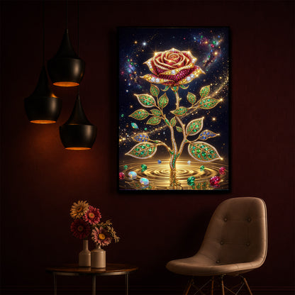 Rose Modern Luxury Backlight Vertical Wall Art