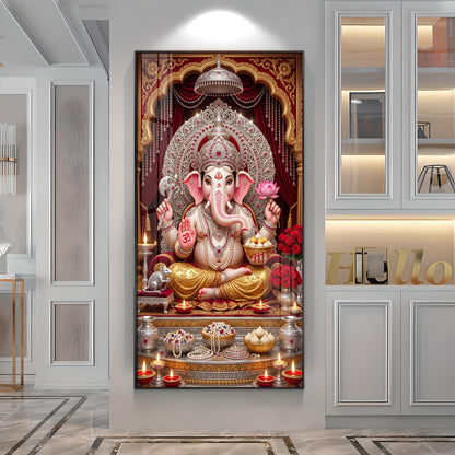 Divine Shree Ganesha Premium Acrylic Vertical Wall Art