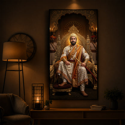 Shivaji Maharaj Modern Luxury Backlight Vertical Wall Art