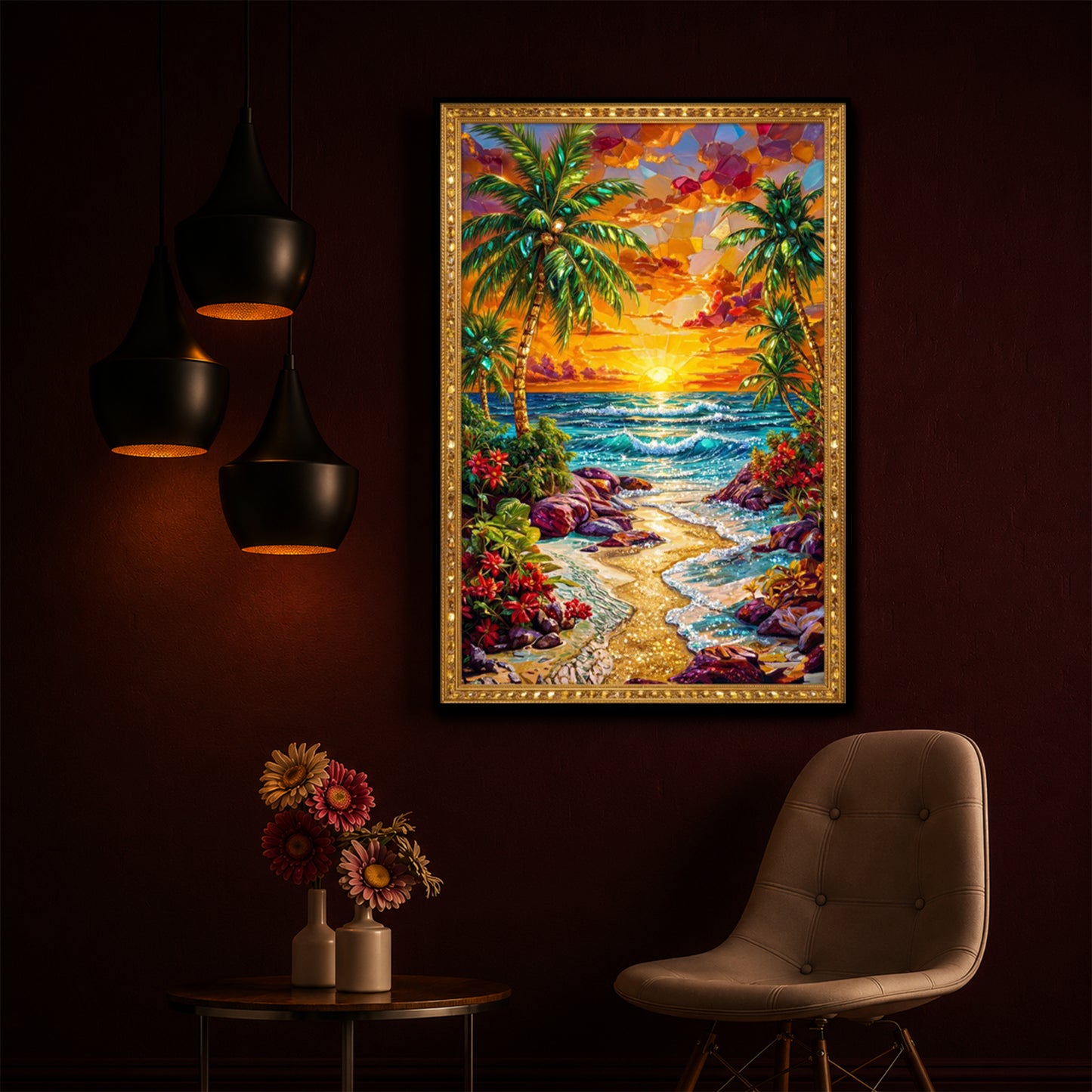 Coastal Bliss Modern Luxury Backlight Vertical Wall Art