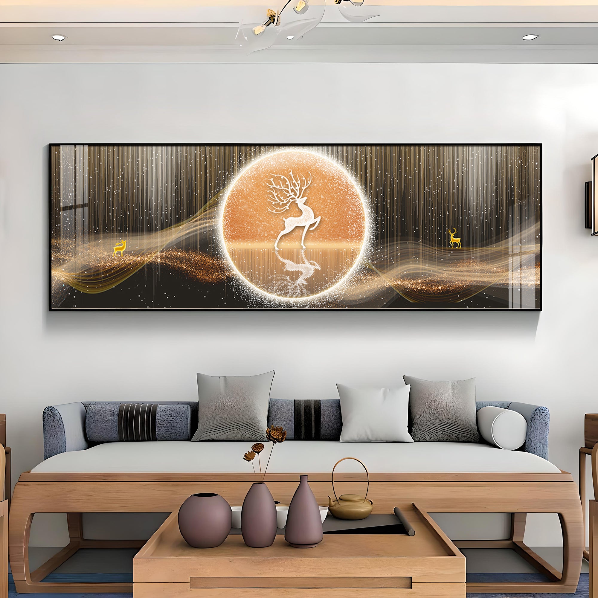 Deer In The Golden Halo Premium Acrylic Horizontal Wall Art