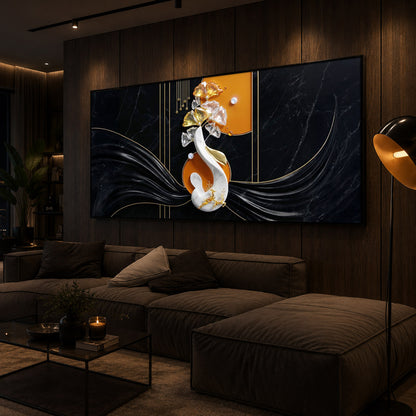 Black & Bold Modern Luxury Backlight Horizontal Wall Art