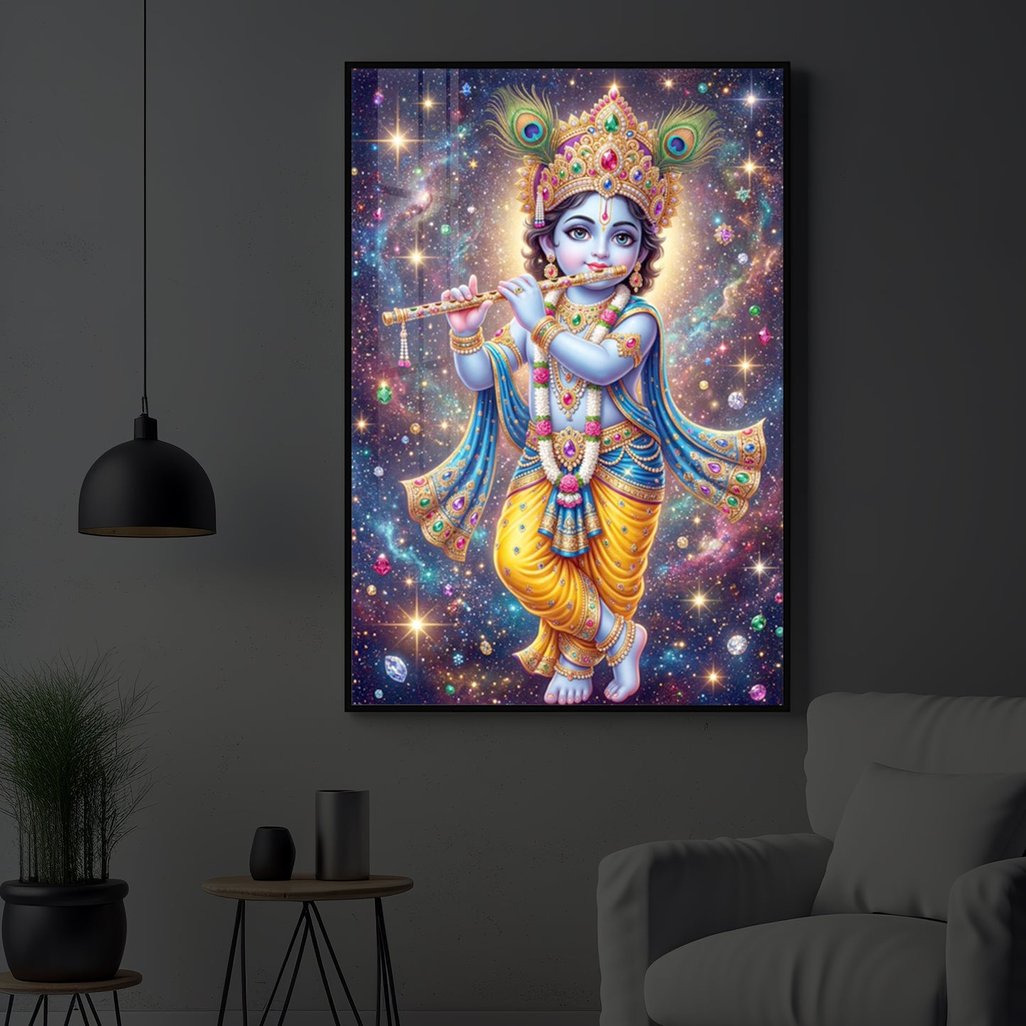 Bal Shree Krishna Modern Luxury Backlight Vertical Wall Art