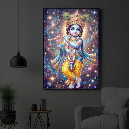 Bal Shree Krishna Modern Luxury Backlight Vertical Wall Art