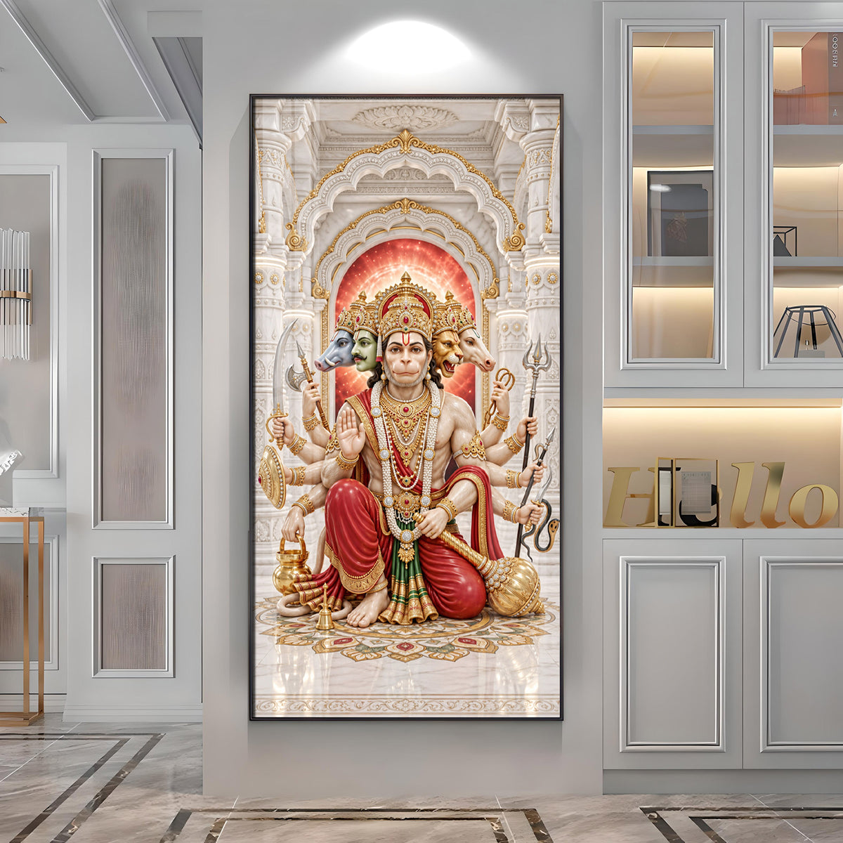 Panchmukhi Hanumanji Premium Acrylic Vertical Wall Art