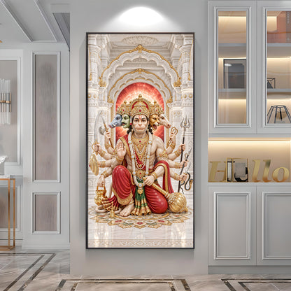 Panchmukhi Hanumanji Premium Acrylic Vertical Wall Art