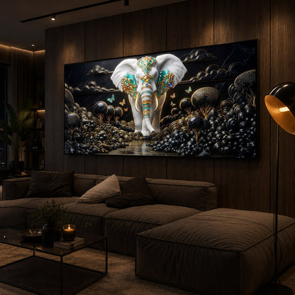 Majestic Elephant Modern Luxury Backlight Horizontal Wall Art