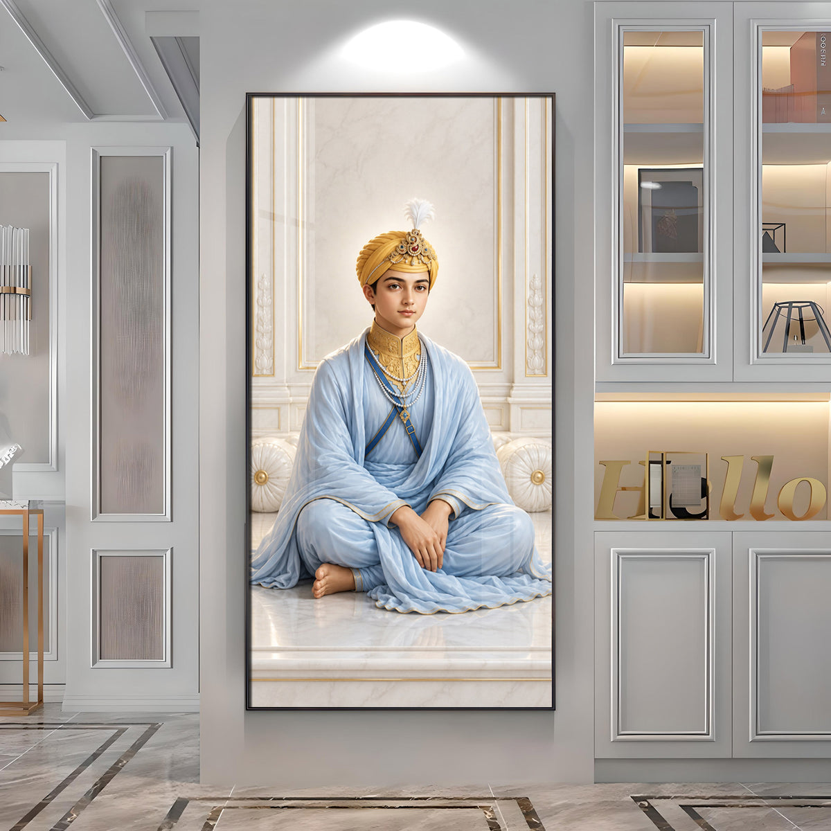 Divine Guru Harkrishan Sahib Premium Acrylic Vertical Wall Art