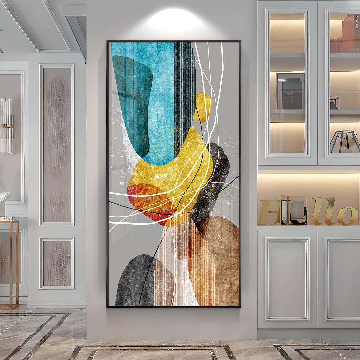 Abstract Textured Elements Premium Acrylic Vertical Wall Art
