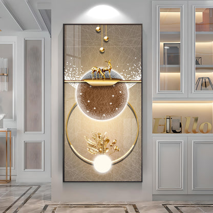 Golden Elegance Hallway Premium Acrylic Vertical Wall Art