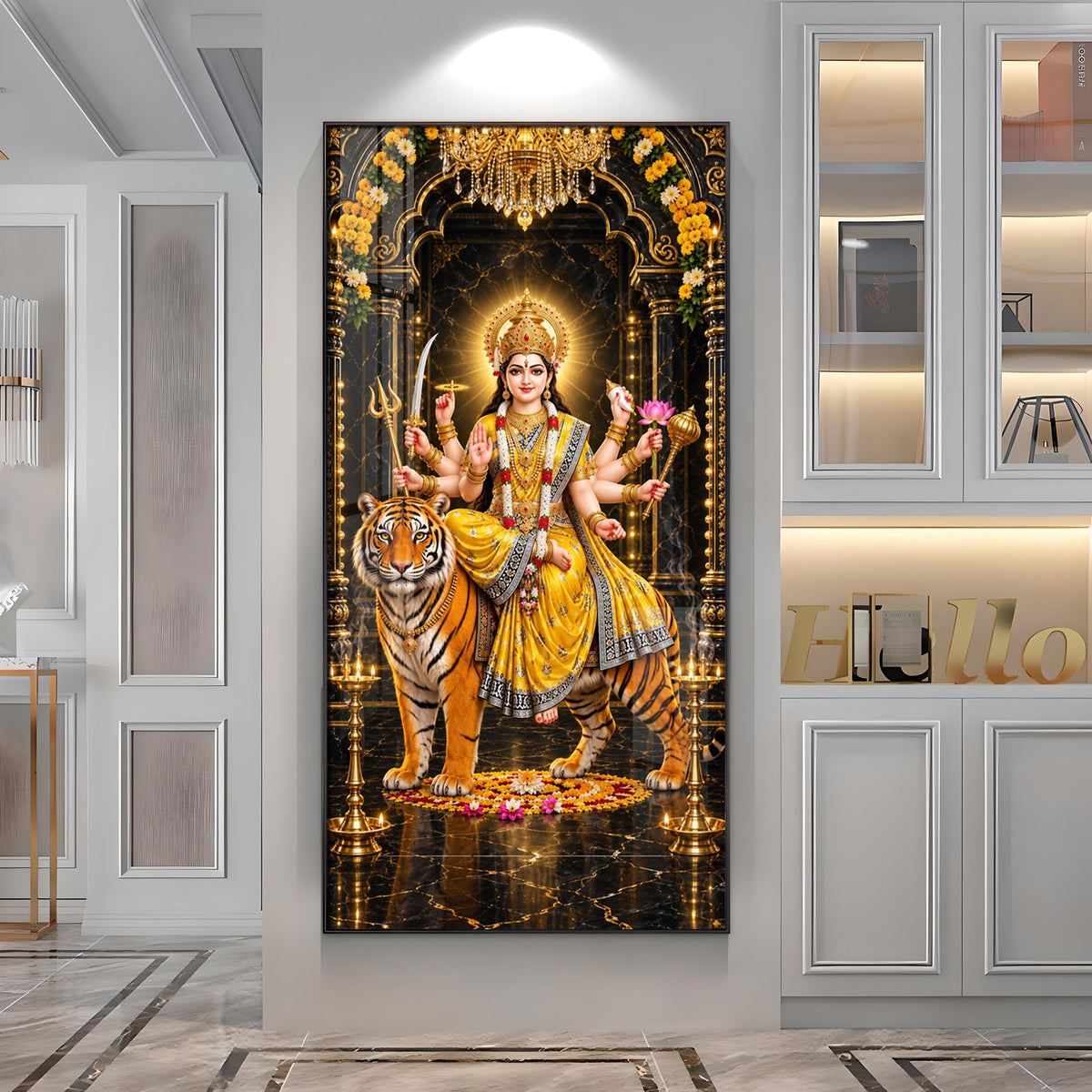Pitambari Maa Durga Premium Acrylic Vertical Wall Art