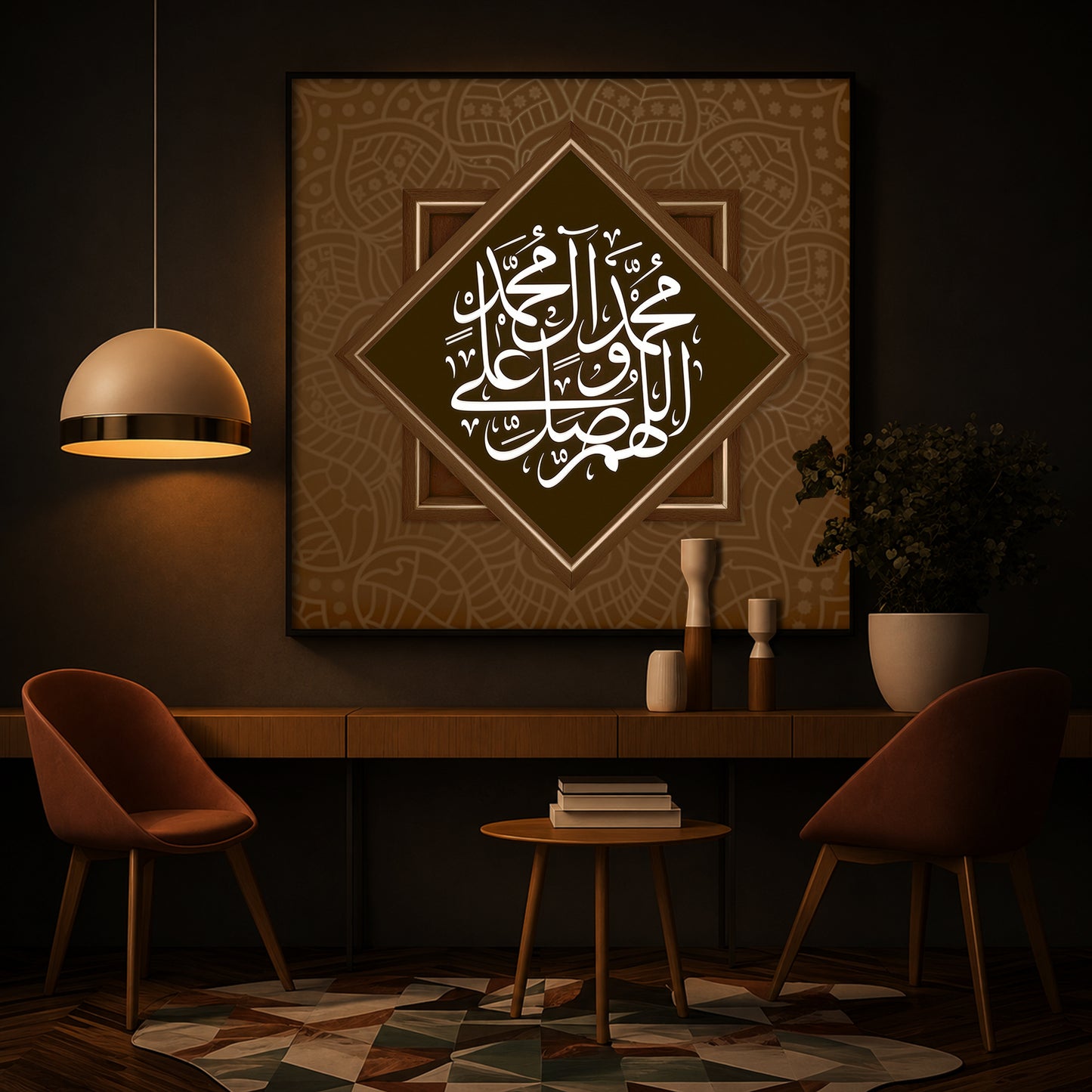 Elegant Arabic calligraphy Modern Luxury Backlight Square Wall Art
