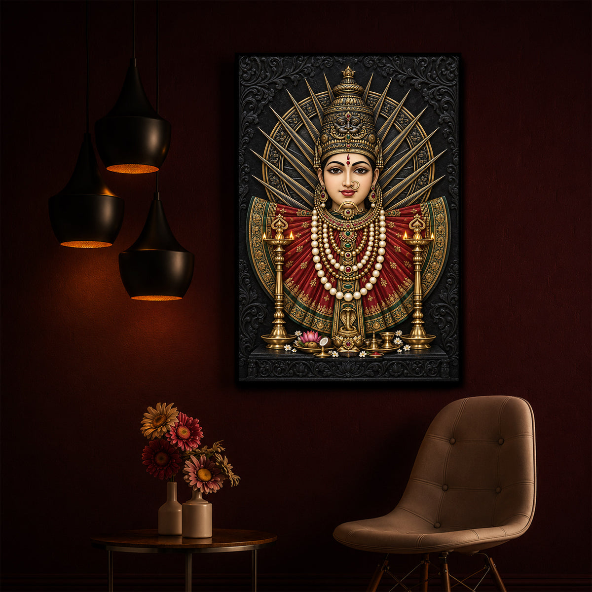 Renuka Devi Modern Luxury Backlight Vertical Wall Art