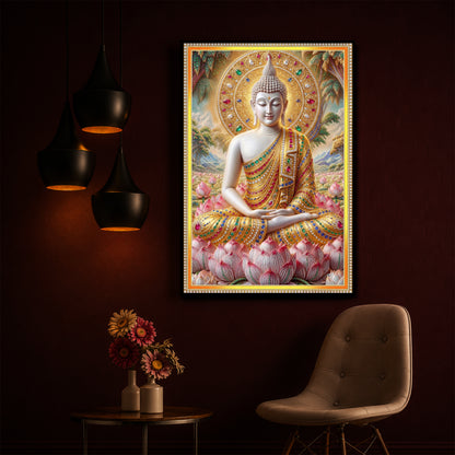 Divine Buddha Harmony Modern Luxury Backlight Vertical Wall Art