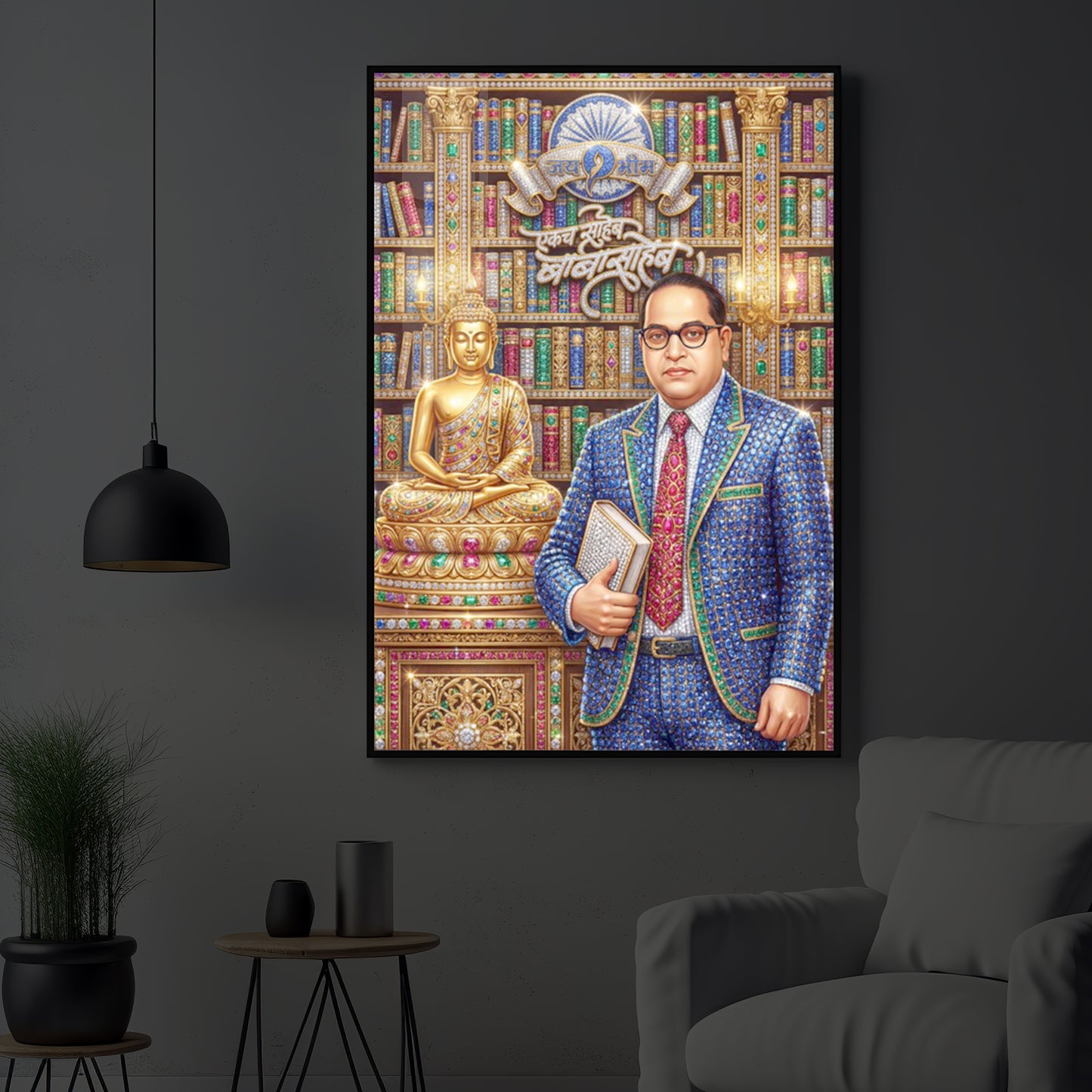 Dr. Bhimrao Ambedkar Ji Modern Luxury Backlight Vertical Wall Art