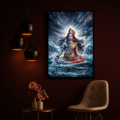 Ardhanarishvara Modern Luxury Backlight Vertical Wall Art