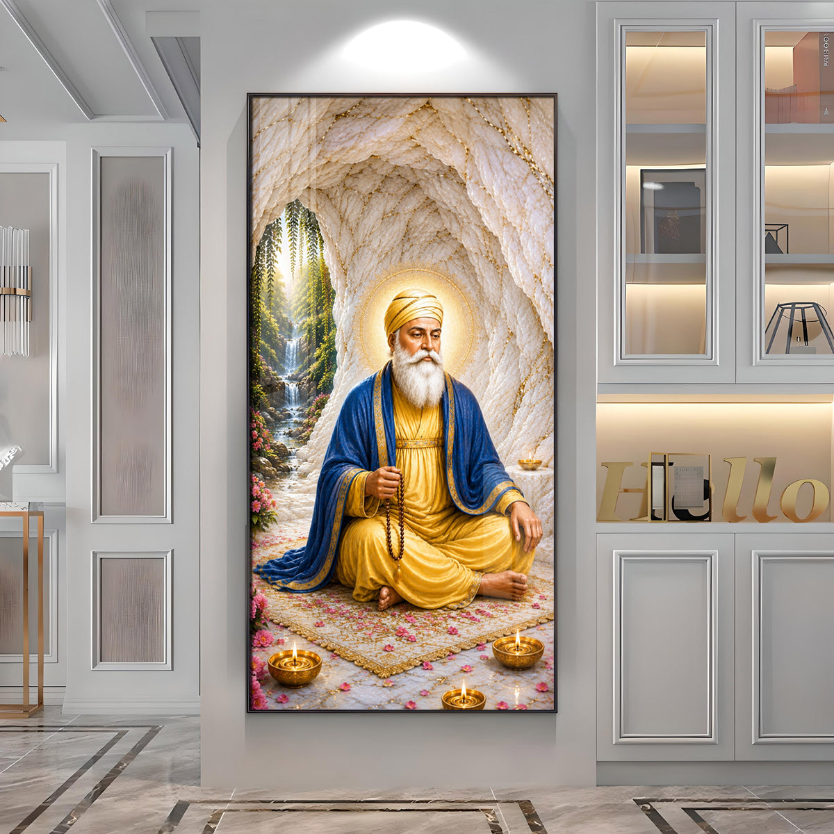 Guru Nanak Dev Ji Meditating Premium Acrylic Vertical Wall Art