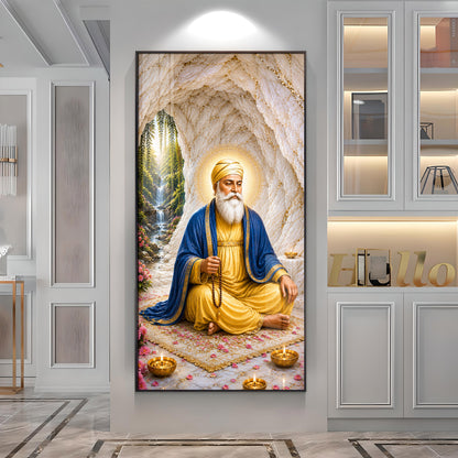 Guru Nanak Dev Ji Meditating Premium Acrylic Vertical Wall Art