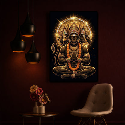 Glowing Panchamukhi Modern Luxury Backlight Vertical Wall Art