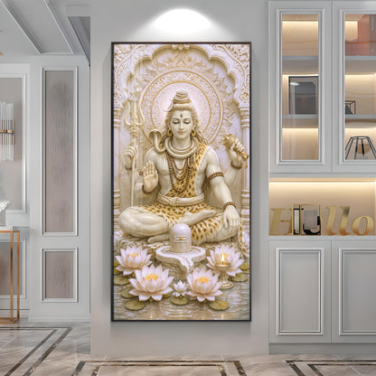 Meditating Shiva Premium Acrylic Vertical Wall Art