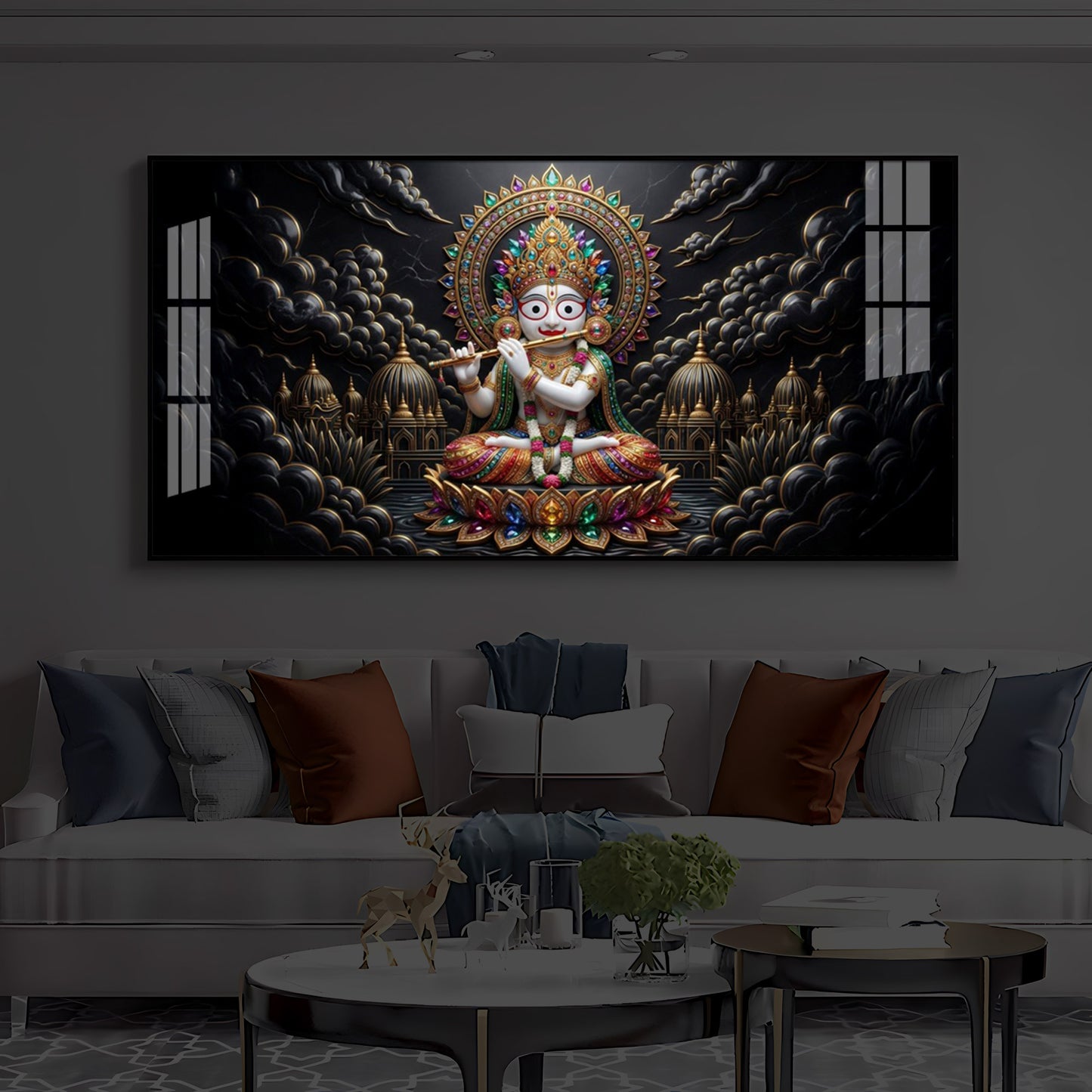 Lord Jagannath Modern Luxury Backlight Horizontal Wall Art